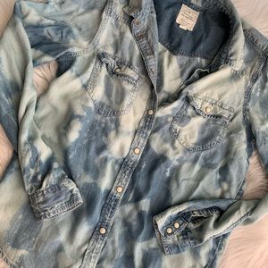 Bleach dyed boyfriend utility top